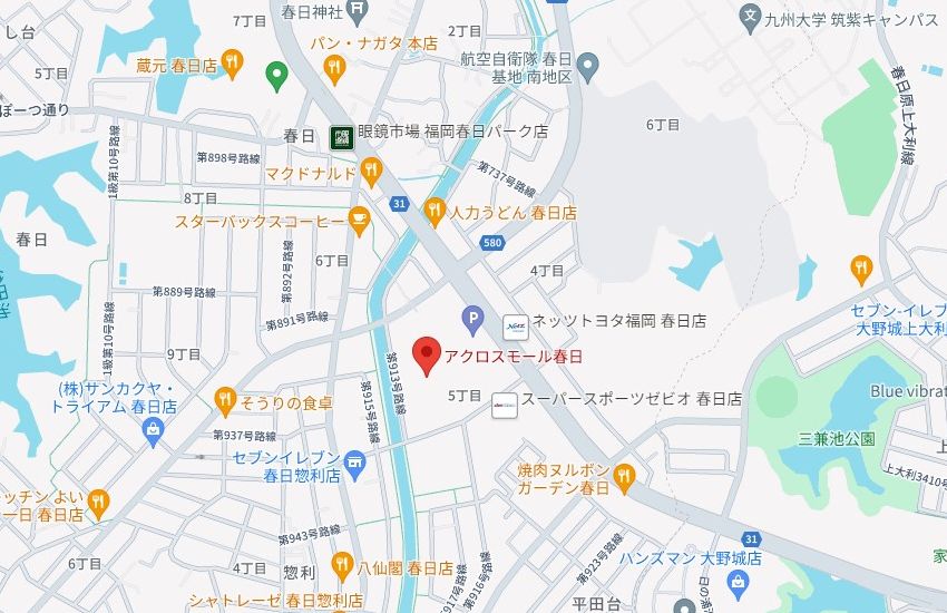 ホットヨガスタジオLAVAアクロスモール春日店の周辺地図