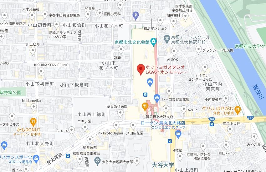 ホットヨガスタジオLAVAイオンモール北大路店の周辺地図