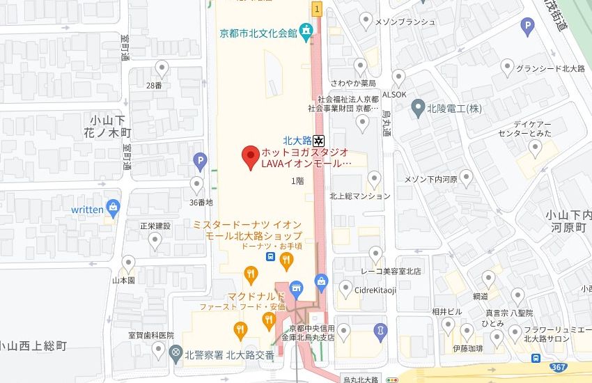 ホットヨガスタジオLAVAイオンモール北大路店の周辺地図