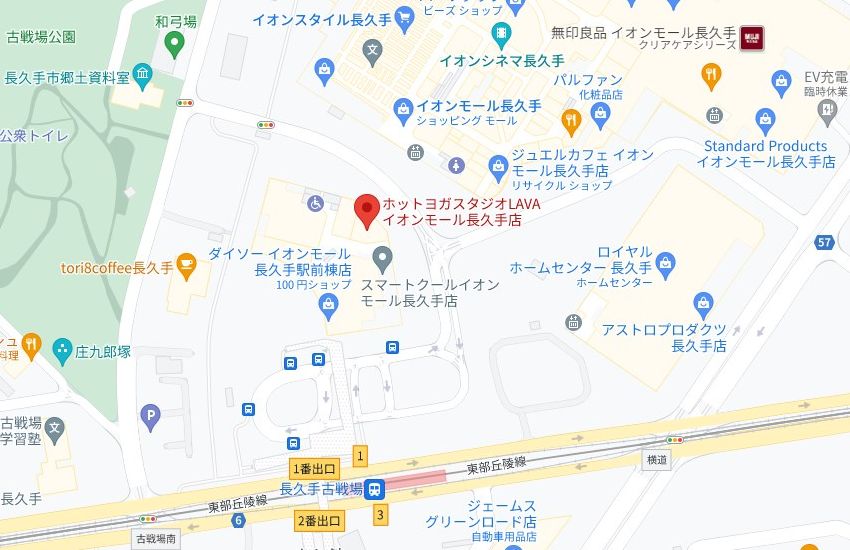 ホットヨガスタジオLAVAイオンモール長久手店の周辺地図