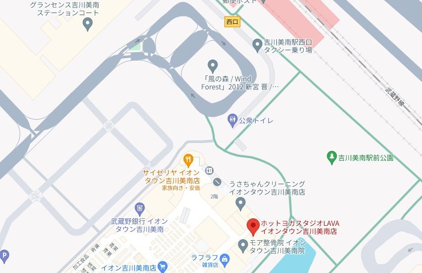 ホットヨガスタジオLAVAイオンタウン吉川美南店の周辺地図