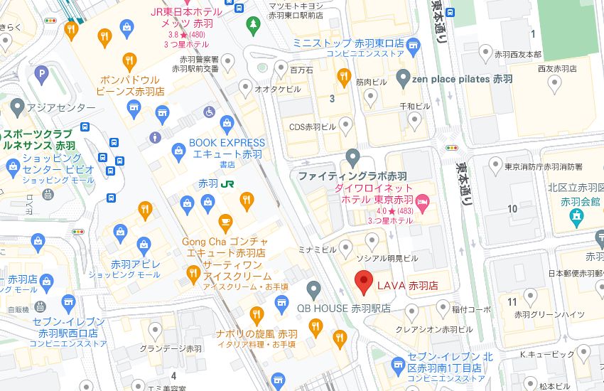 ホットヨガスタジオLAVA赤羽店の周辺地図