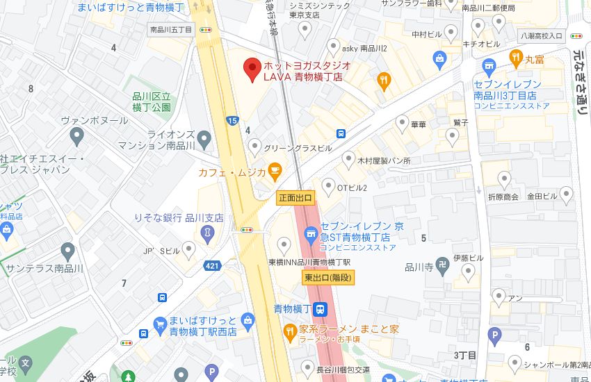 ホットヨガスタジオLAVA青物横丁店の周辺地図