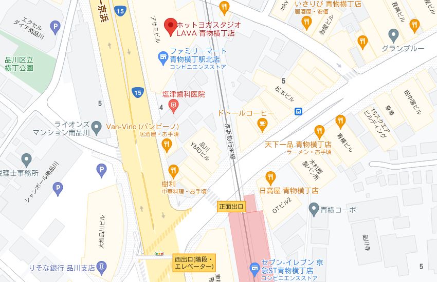 ホットヨガスタジオLAVA青物横丁店の周辺地図