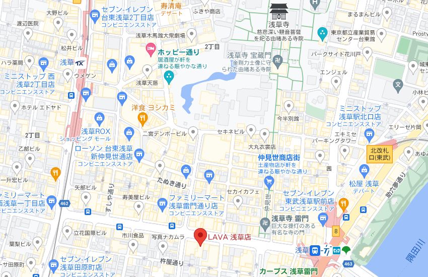 ホットヨガスタジオLAVA浅草店の周辺地図