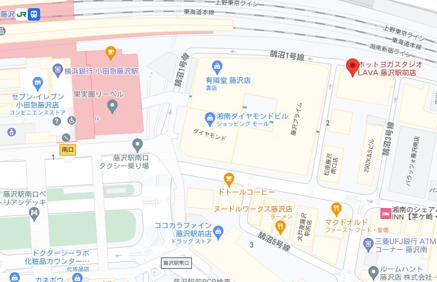 ホットヨガスタジオLAVA藤沢駅前店の周辺地図