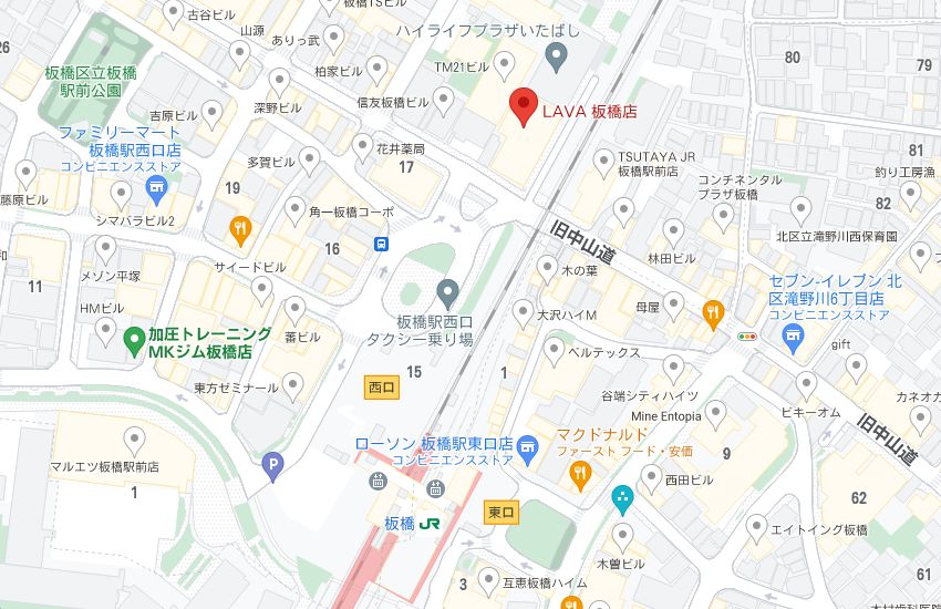 ホットヨガスタジオLAVA板橋店の周辺地図
