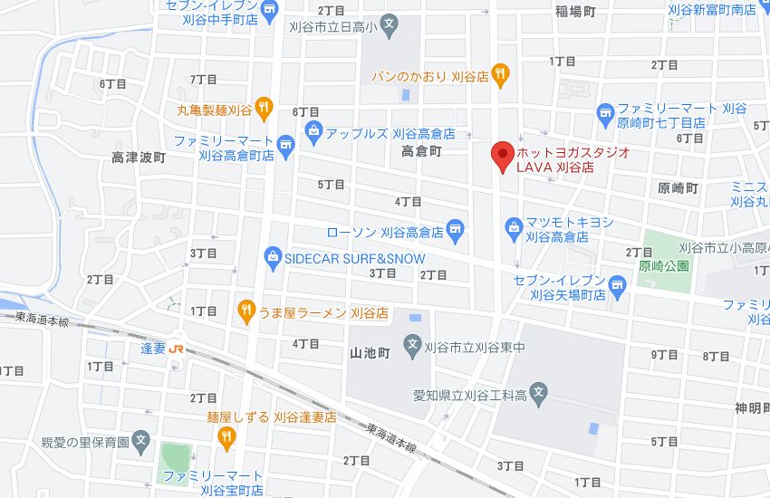 ホットヨガスタジオLAVA刈谷店の周辺地図