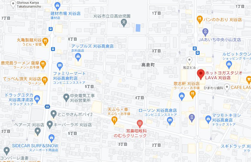 ホットヨガスタジオLAVA刈谷店の周辺地図