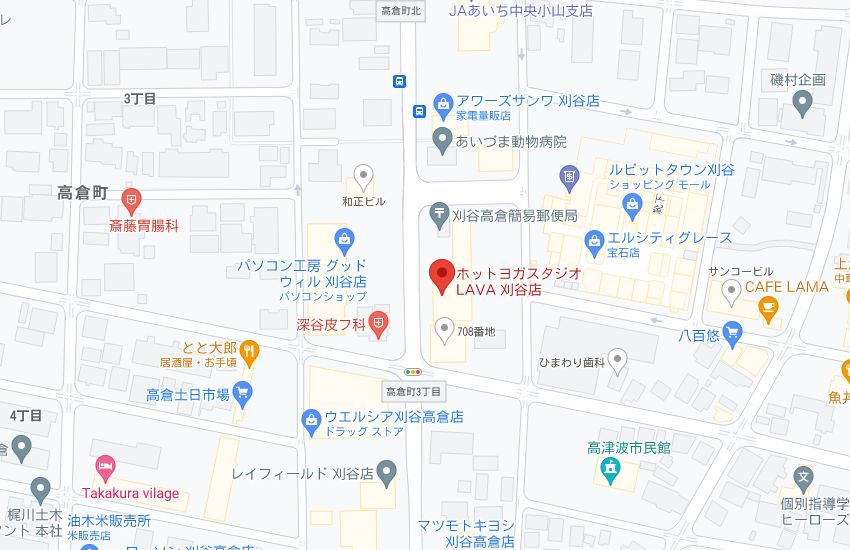 ホットヨガスタジオLAVA刈谷店の周辺地図