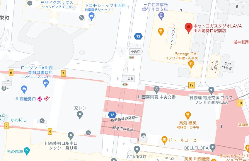 ホットヨガスタジオLAVA川西能勢口駅前店の周辺地図
