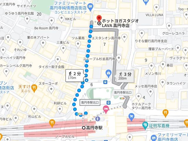 高円寺駅北口からLAVA高円寺店への行き方