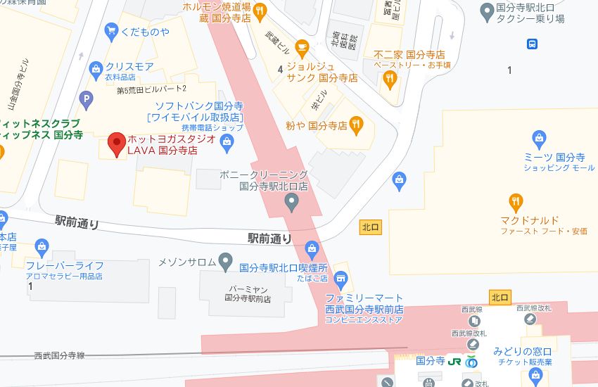 ホットヨガスタジオLAVA国分寺店の周辺地図