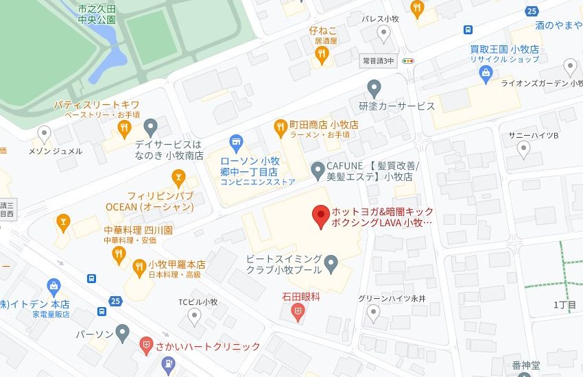 ホットヨガスタジオLAVA小牧郷中店の周辺地図