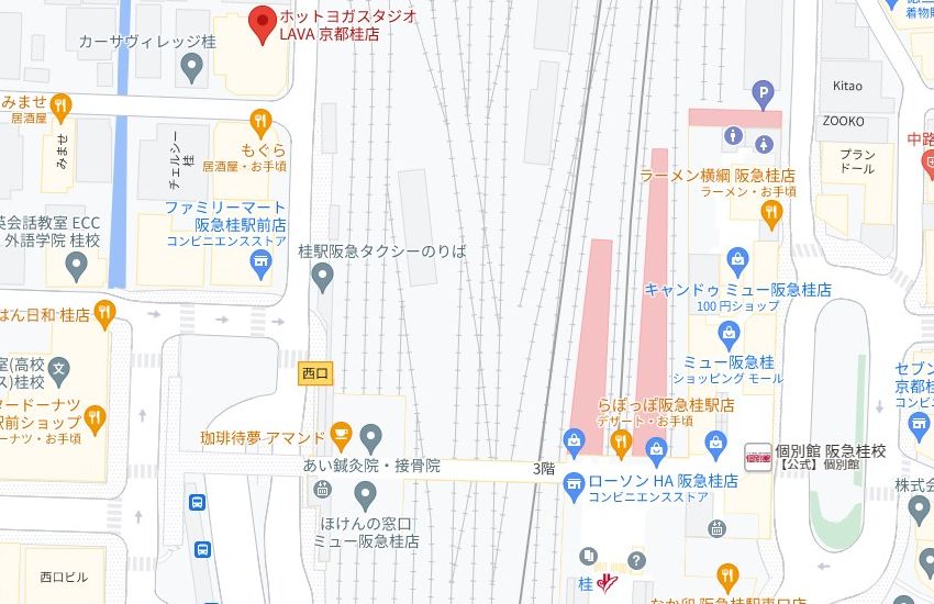 ホットヨガスタジオLAVA京都桂店の周辺地図