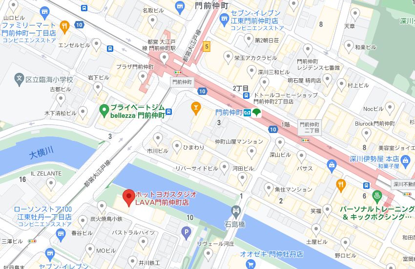 ホットヨガスタジオLAVA門前仲町店の周辺地図
