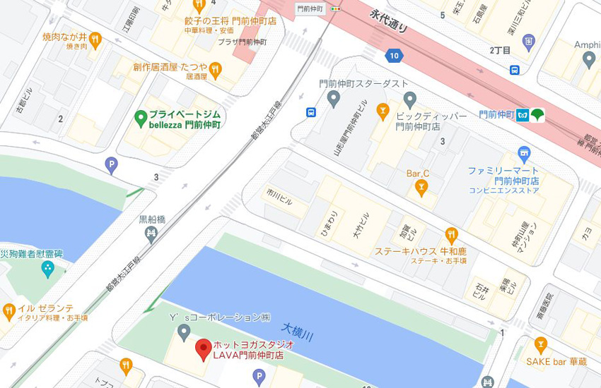 ホットヨガスタジオLAVA門前仲町店の周辺地図