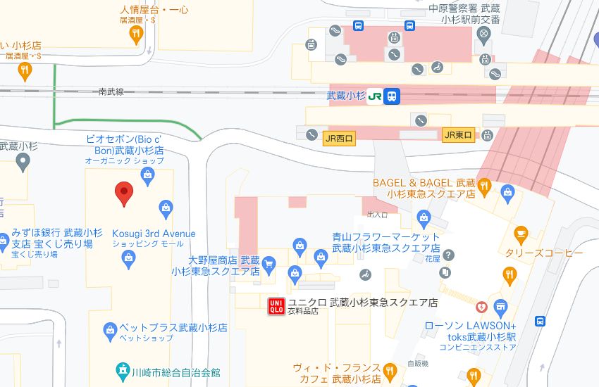 ホットヨガスタジオLAVA武蔵小杉コスギサードアベニュー店の周辺地図