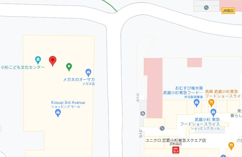 ホットヨガスタジオLAVA武蔵小杉コスギサードアベニュー店の周辺地図