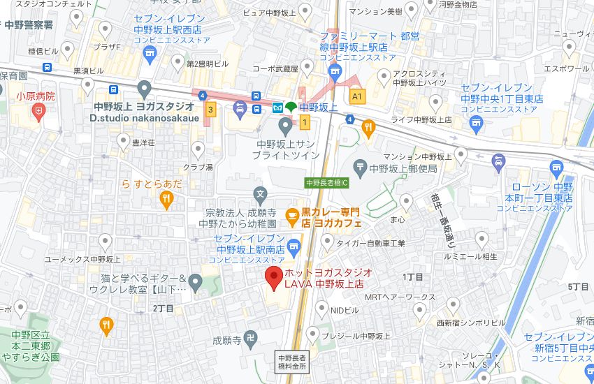 ホットヨガスタジオLAVA中野坂上店の周辺地図