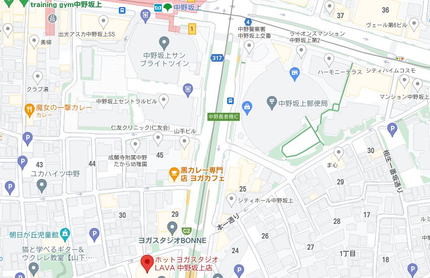 ホットヨガスタジオLAVA中野坂上店の周辺地図