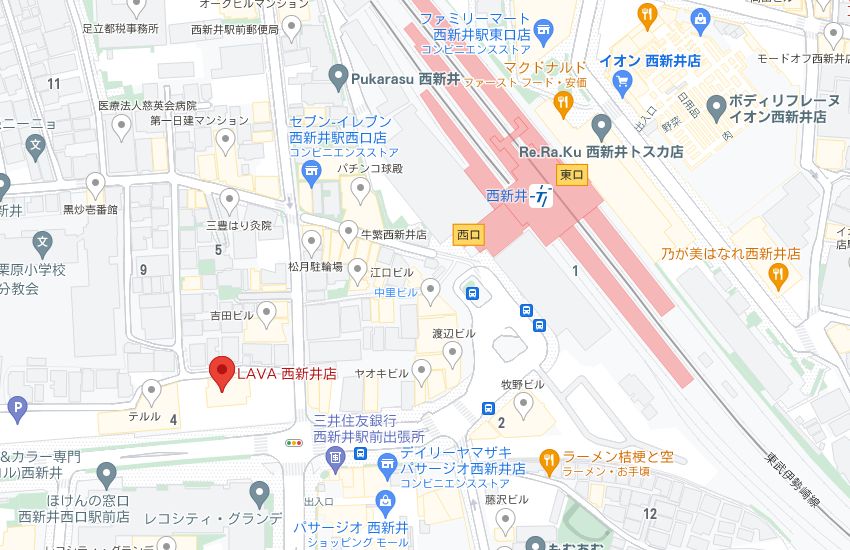ホットヨガスタジオLAVA西新井店の周辺地図