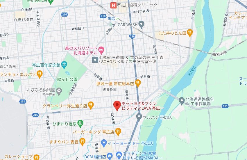ホットヨガスタジオLAVA帯広店の周辺地図