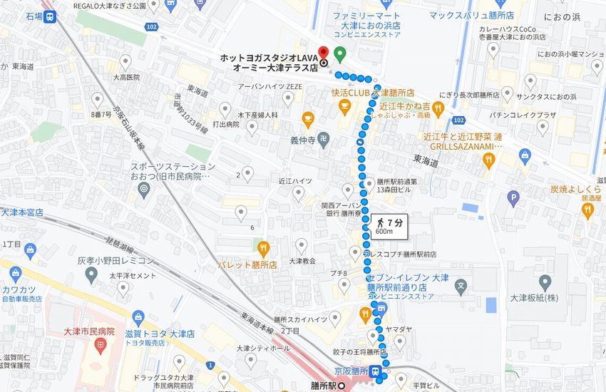 JR膳所駅からLAVAオーミー大津テラス店への行き方