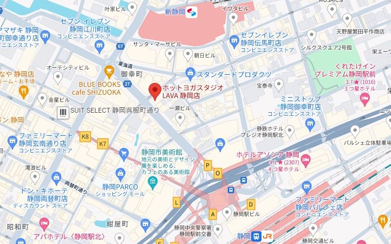 ホットヨガスタジオLAVA静岡店の周辺地図