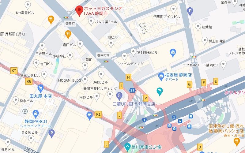 ホットヨガスタジオLAVA静岡店の周辺地図