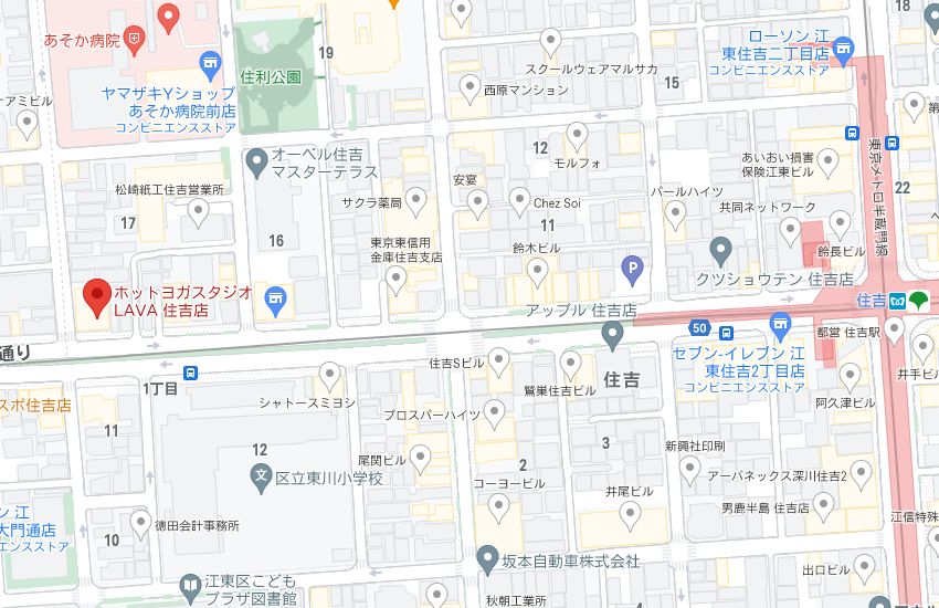 ホットヨガスタジオLAVA住吉店の周辺地図