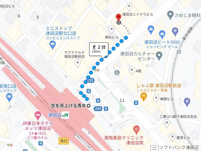 JR津田沼駅北口からLAVA津田沼店への行き方