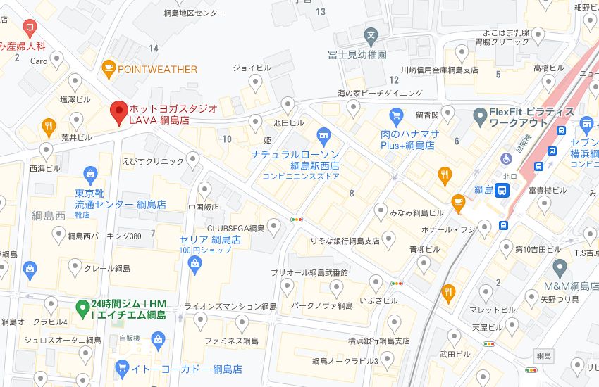 ホットヨガスタジオLAVA綱島店の周辺地図