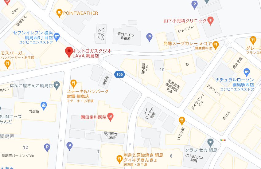 ホットヨガスタジオLAVA綱島店の周辺地図