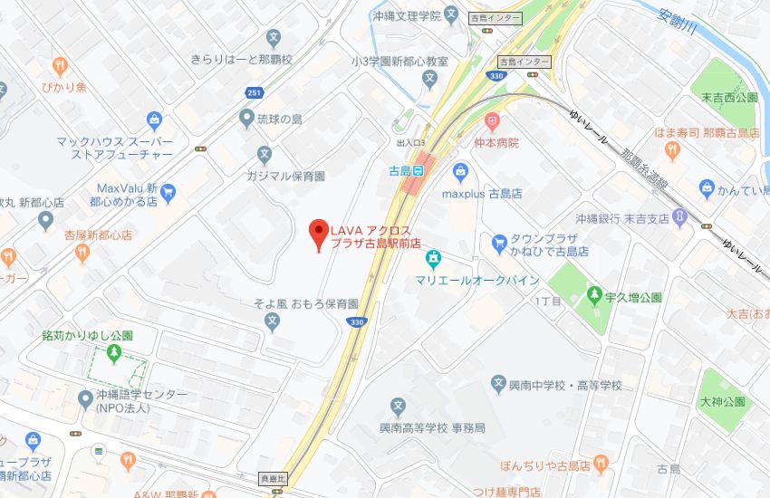 ホットヨガスタジオLAVAアクロスプラザ古島駅前店地図