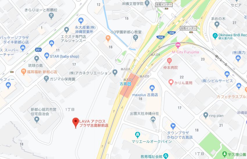 ホットヨガスタジオLAVAアクロスプラザ古島駅前店地図