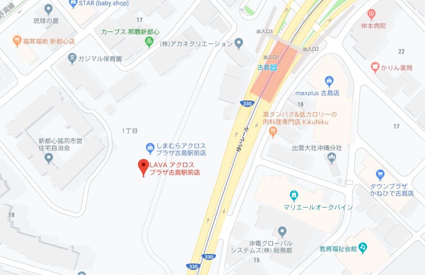 ホットヨガスタジオLAVAアクロスプラザ古島駅前店地図