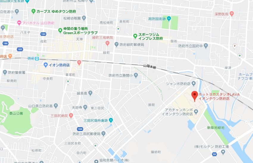 ホットヨガスタジオLAVAイオンタウン防府店地図