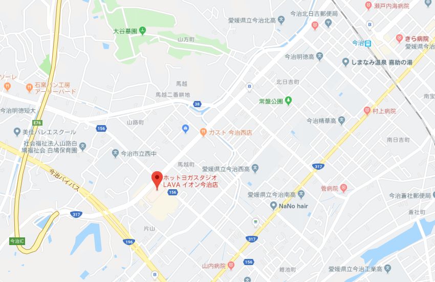 ホットヨガスタジオLAVAイオン今治店地図