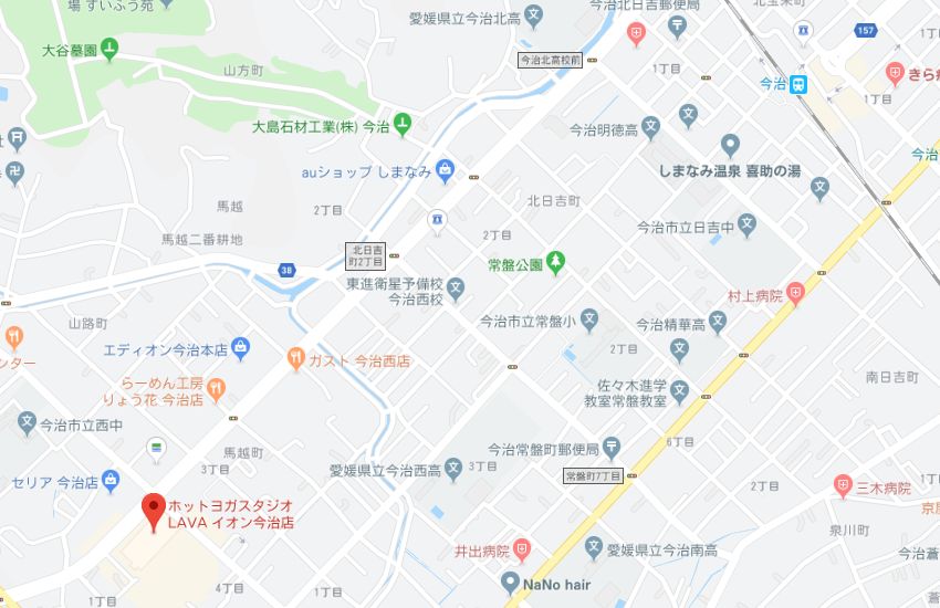 ホットヨガスタジオLAVAイオン今治店地図