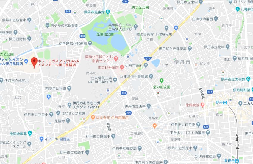 ホットヨガスタジオLAVAイオンモール伊丹昆陽店地図