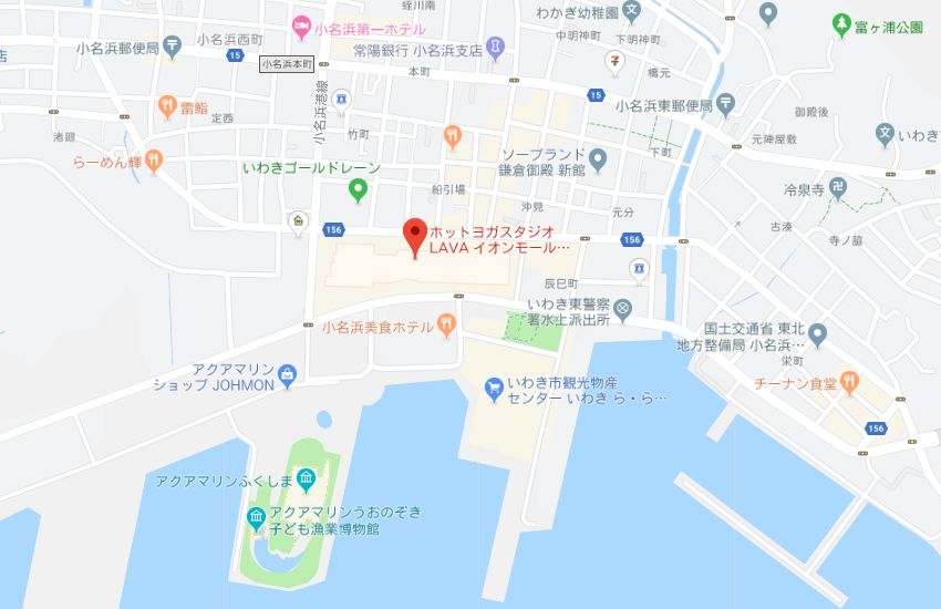 ホットヨガスタジオLAVAイオンモールいわき小名浜店地図