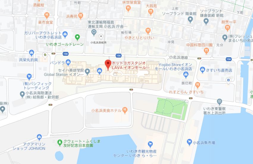 ホットヨガスタジオLAVAイオンモールいわき小名浜店地図