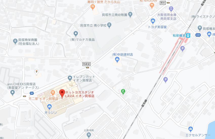 ホットヨガスタジオLAVAイオン貝塚店地図