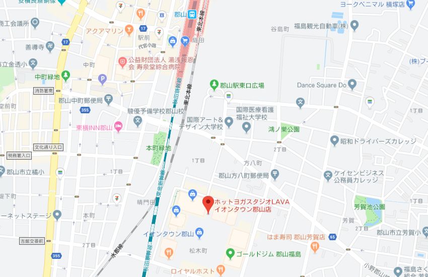 ホットヨガスタジオLAVAイオンタウン郡山店地図