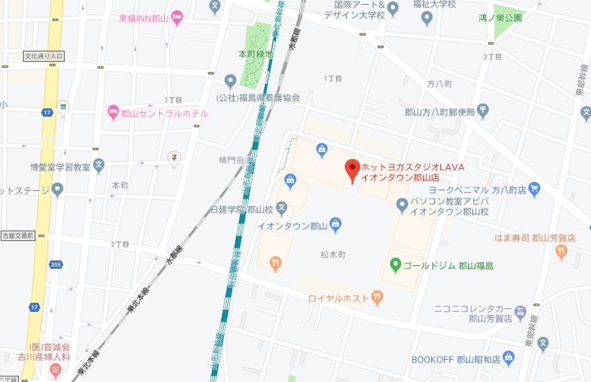 ホットヨガスタジオLAVAイオンタウン郡山店地図