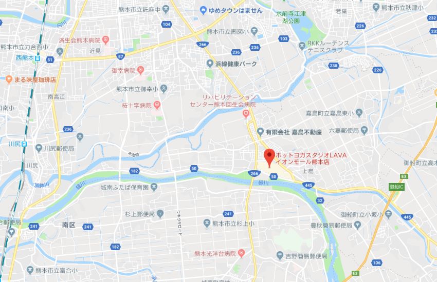 ホットヨガスタジオLAVAイオンモール熊本店地図