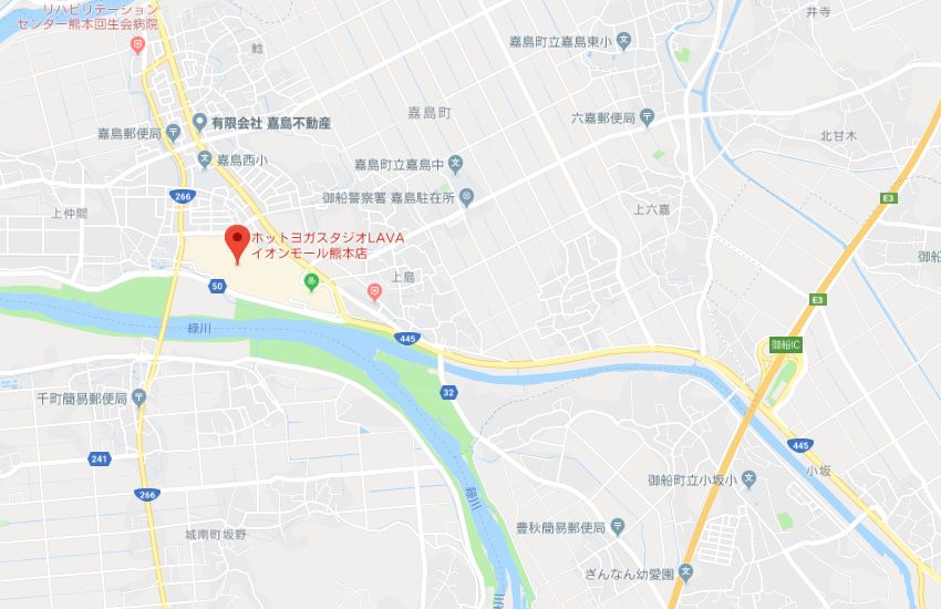 ホットヨガスタジオLAVAイオンモール熊本店地図