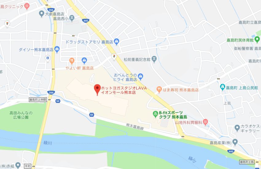 ホットヨガスタジオLAVAイオンモール熊本店地図