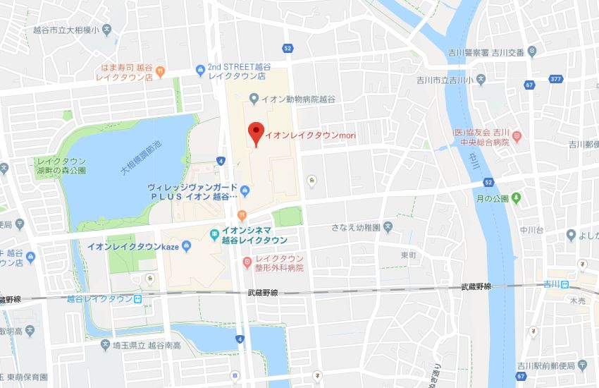 ホットヨガスタジオLAVAイオンレイクタウン越谷店地図